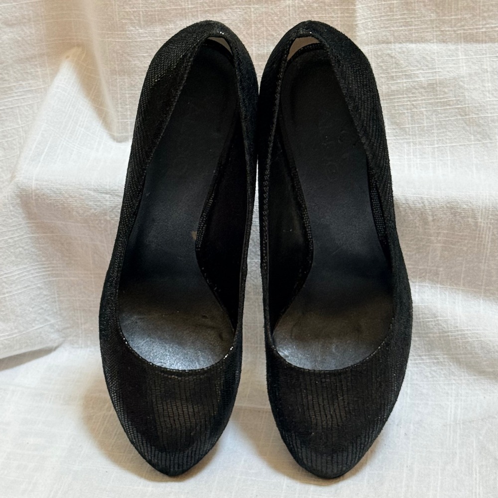 Aldo Stiletto Pumps Size 8 Black Textured Hidden Platform Round Toe Heels